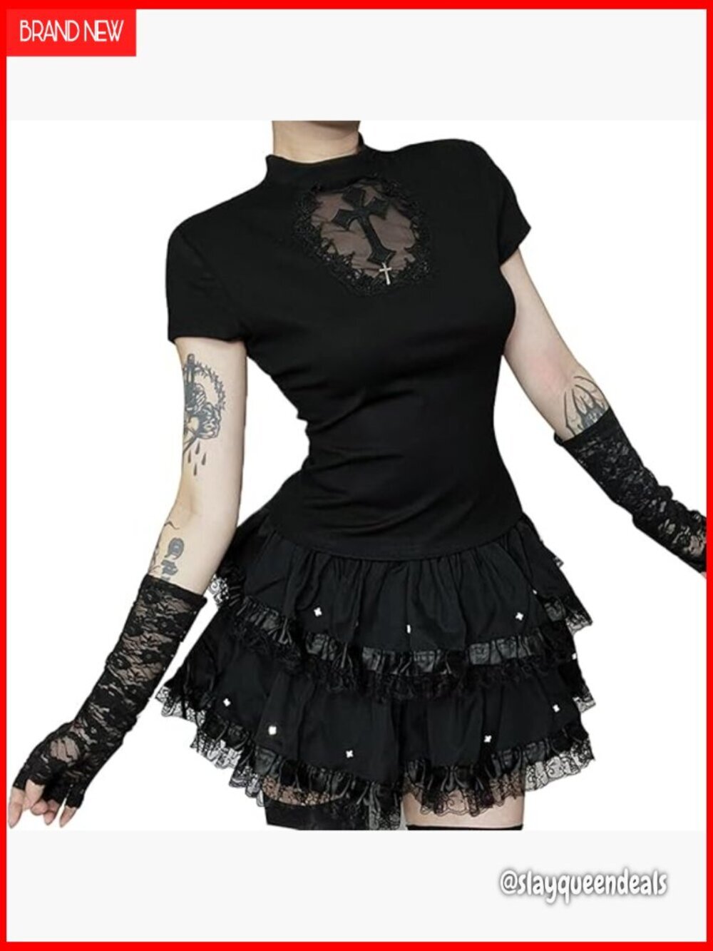 Layered Pleated Mini Skirt High Waist Elastic Gothic Punk Style